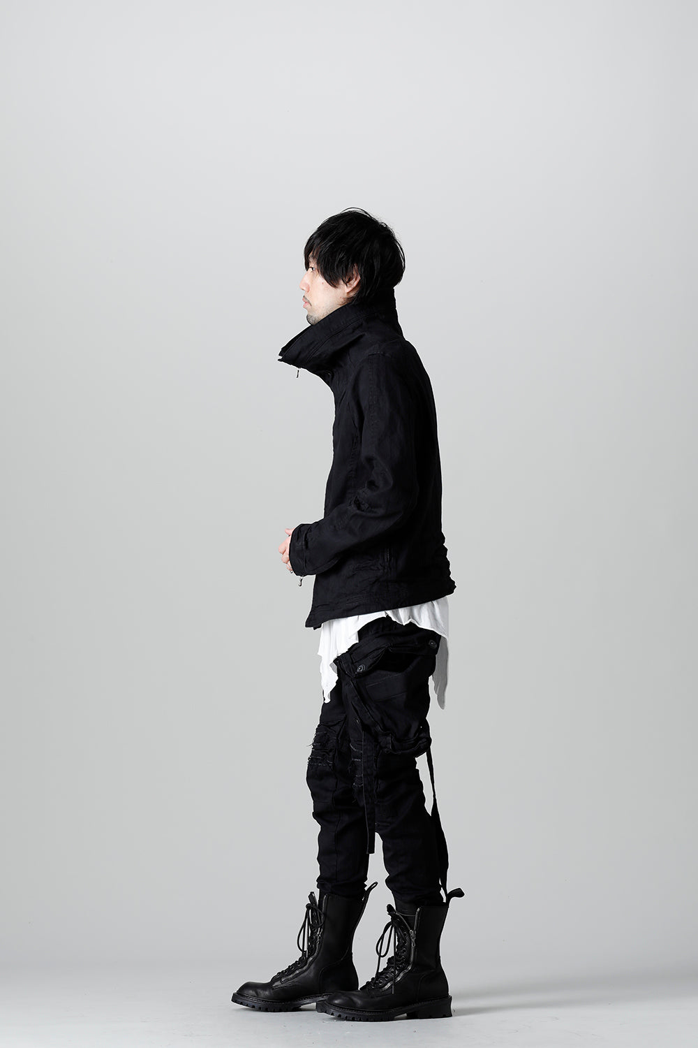 9oz Stretch Denim Front Zip Blouson Black