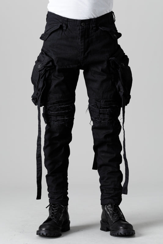 9Oz Stretch Denim Gas Mask Skinny Pants  Black