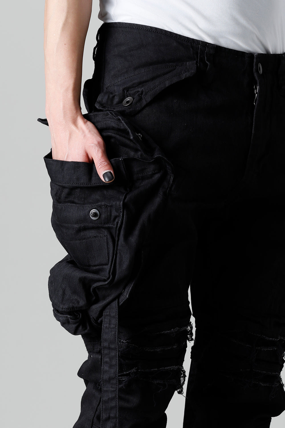 9Oz Stretch Denim Gas Mask Skinny Pants  Black