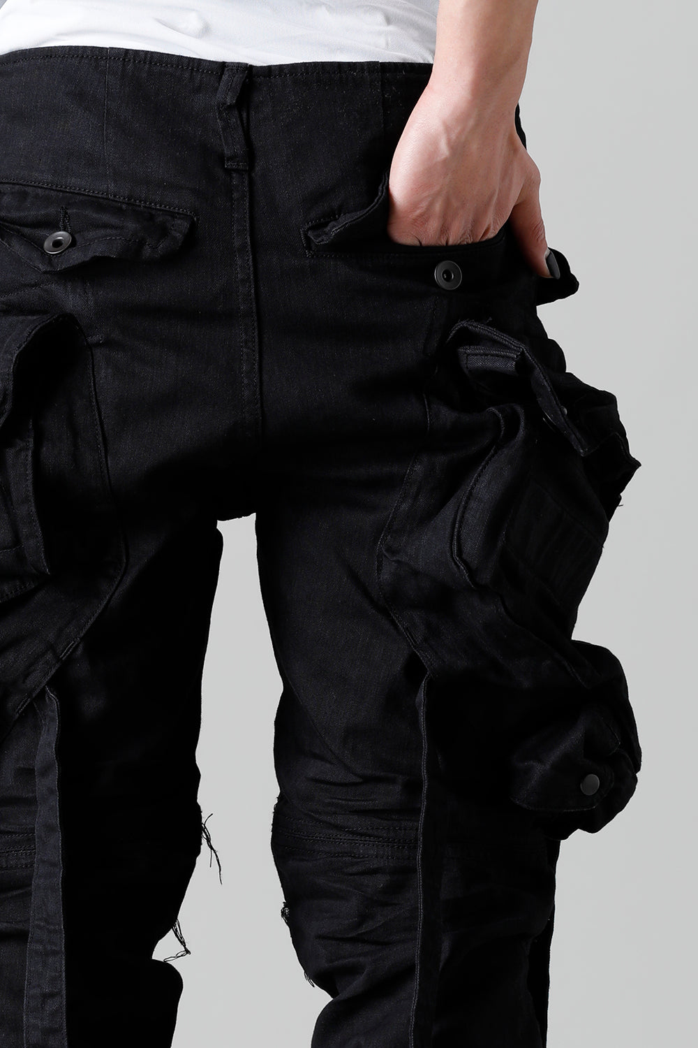 9Oz Stretch Denim Gas Mask Skinny Pants  Black