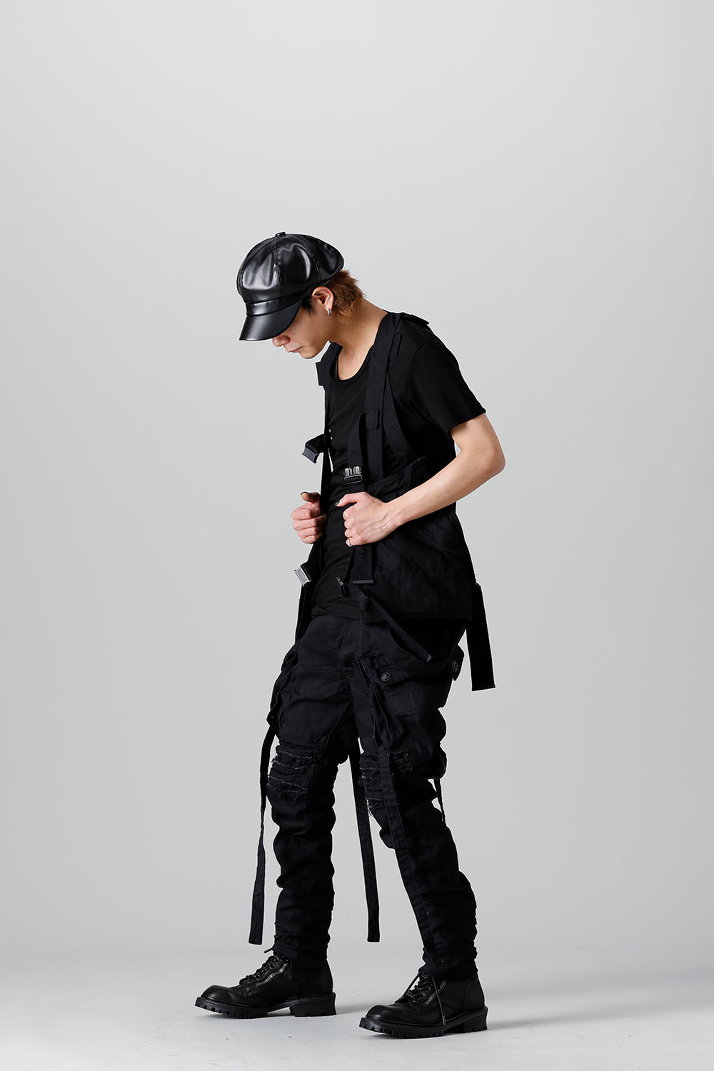 9Oz Stretch Denim Gas Mask Skinny Pants  Black