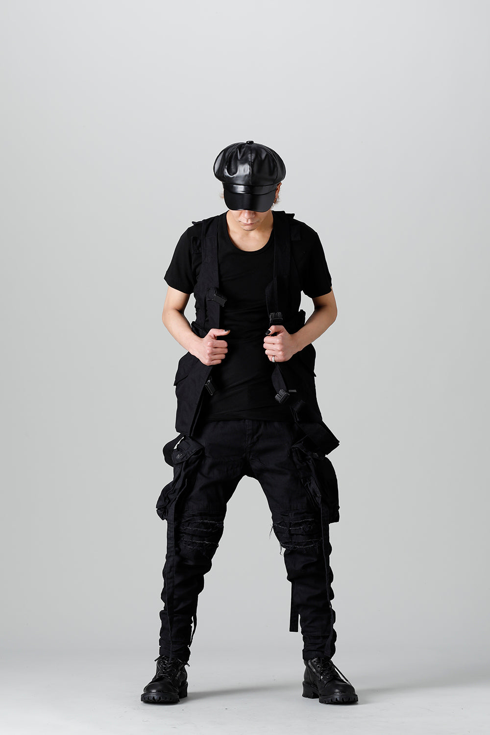 9Oz Stretch Denim Gas Mask Skinny Pants  Black