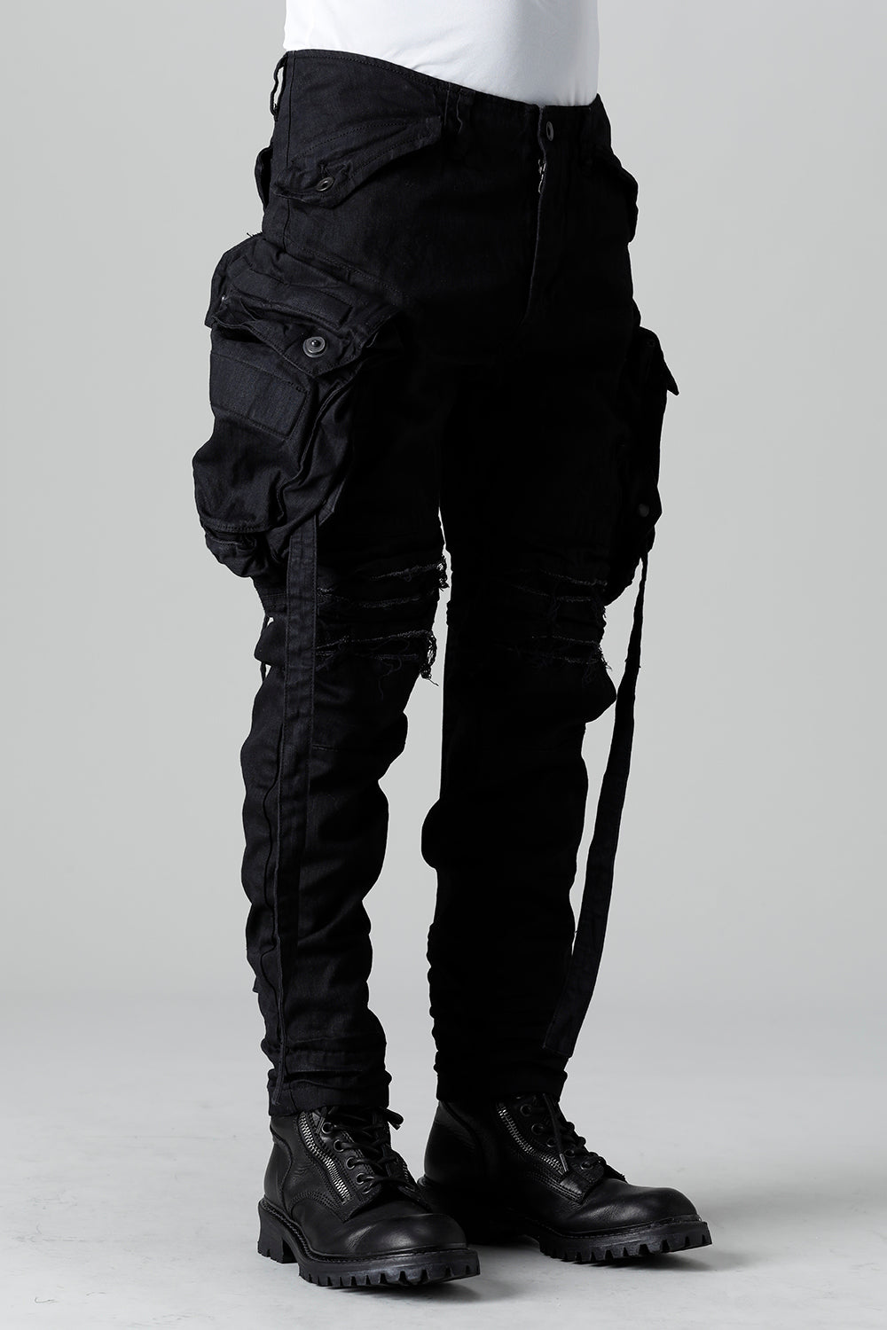 9Oz Stretch Denim Gas Mask Skinny Pants  Black