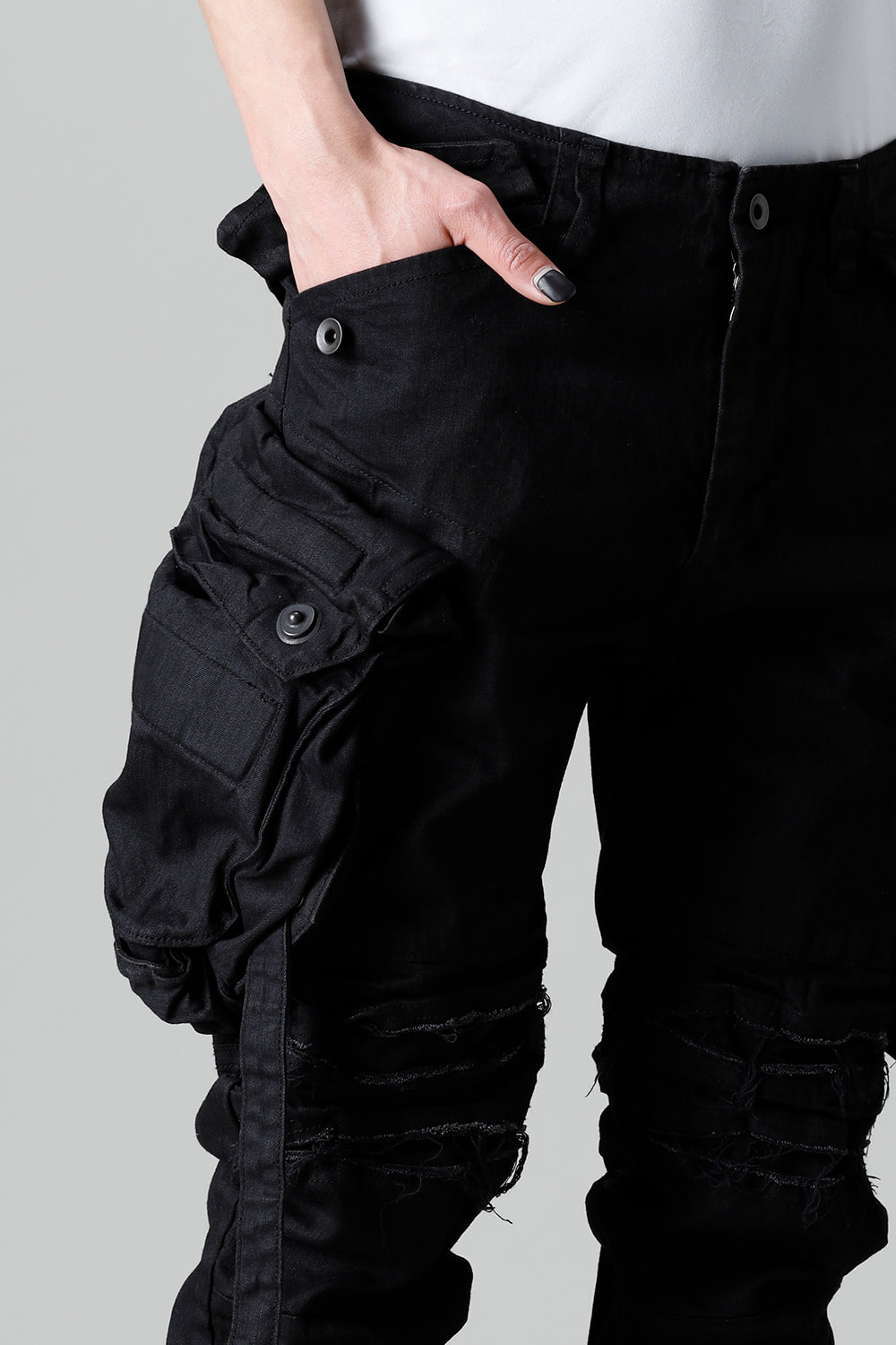 9Oz Stretch Denim Gas Mask Skinny Pants  Black