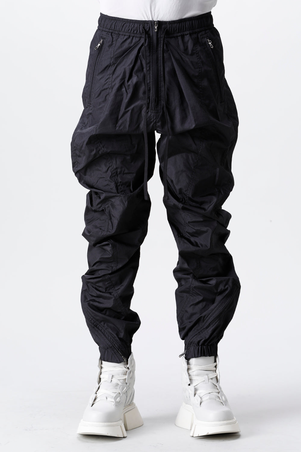 Nylon Silk Taffeta Trousers  Black