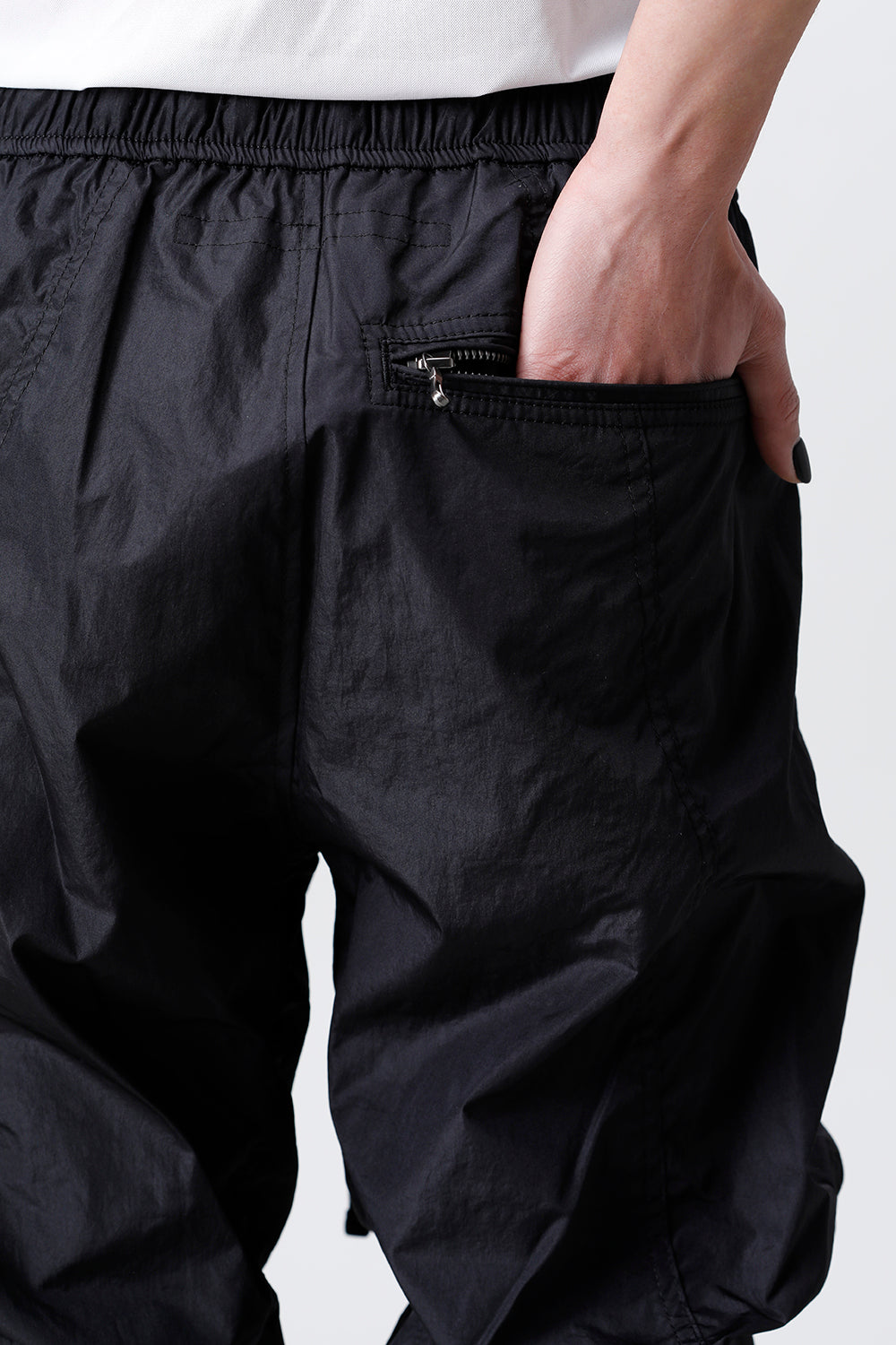 Nylon Silk Taffeta Trousers  Black