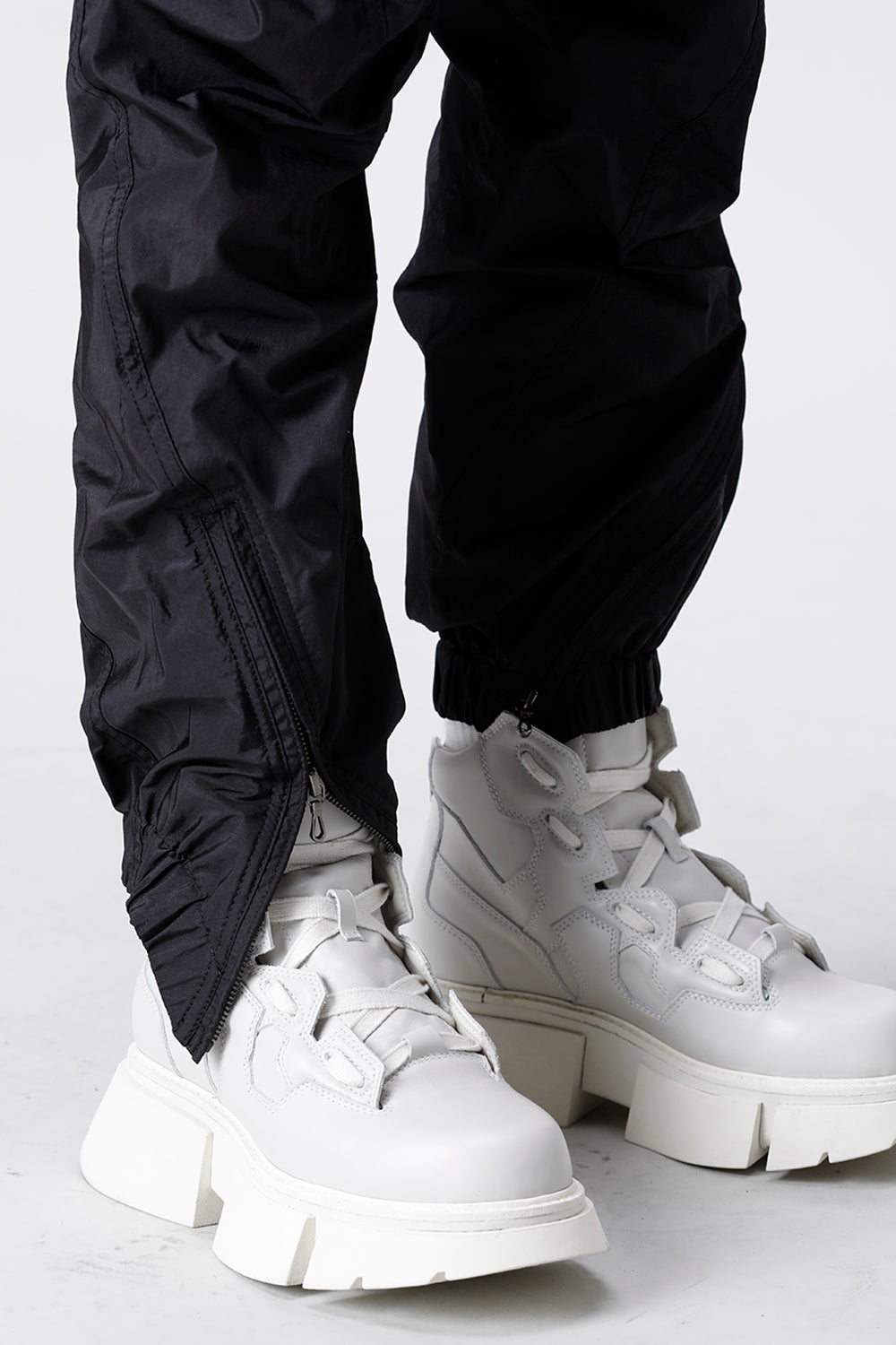 Nylon Silk Taffeta Trousers  Black