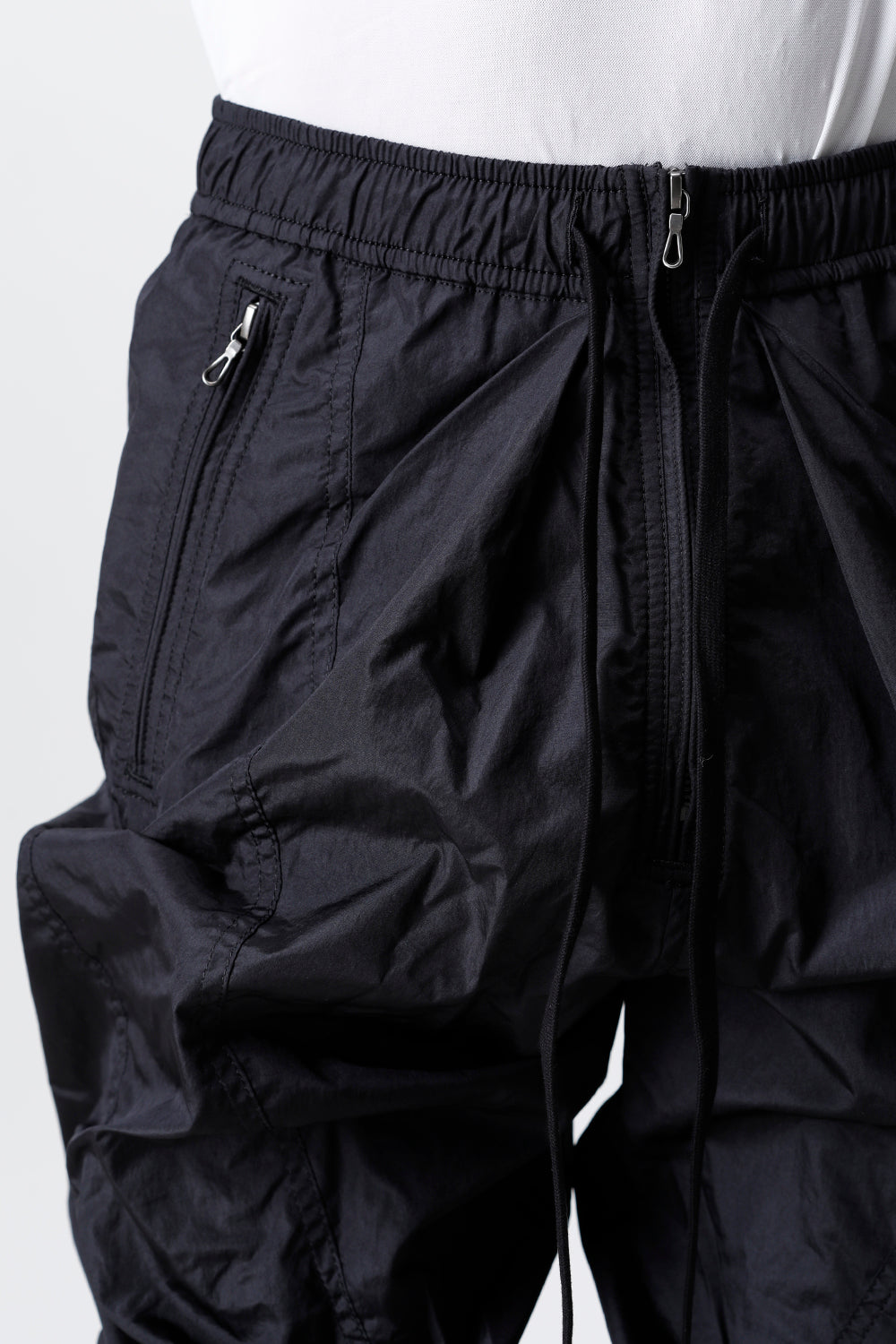 Nylon Silk Taffeta Trousers  Black