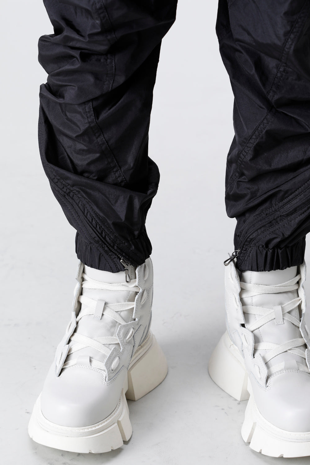 Nylon Silk Taffeta Trousers  Black