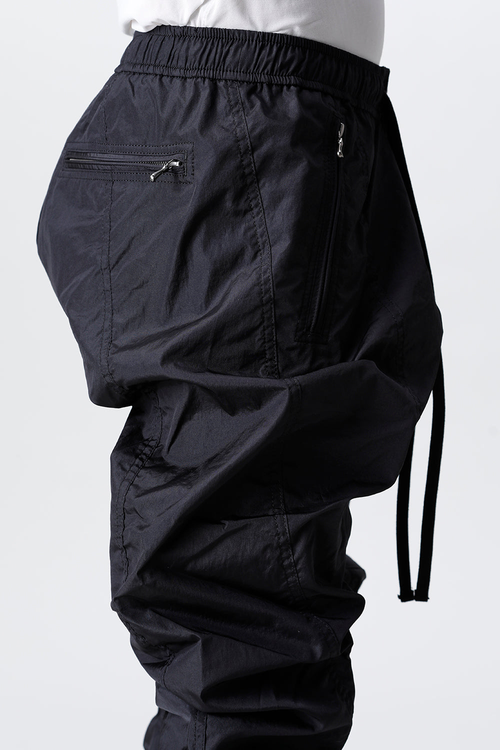 Nylon Silk Taffeta Trousers  Black