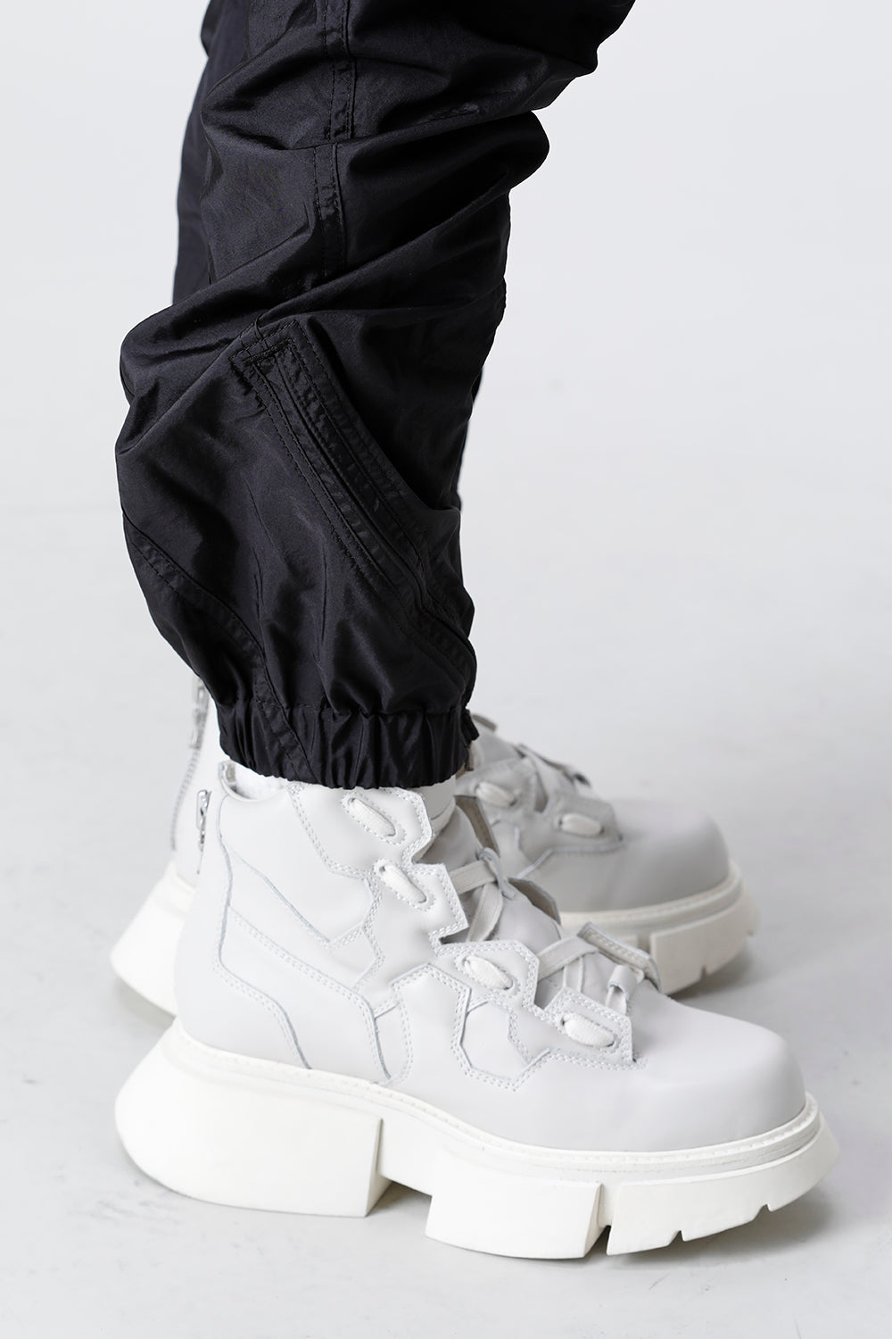 Nylon Silk Taffeta Trousers  Black