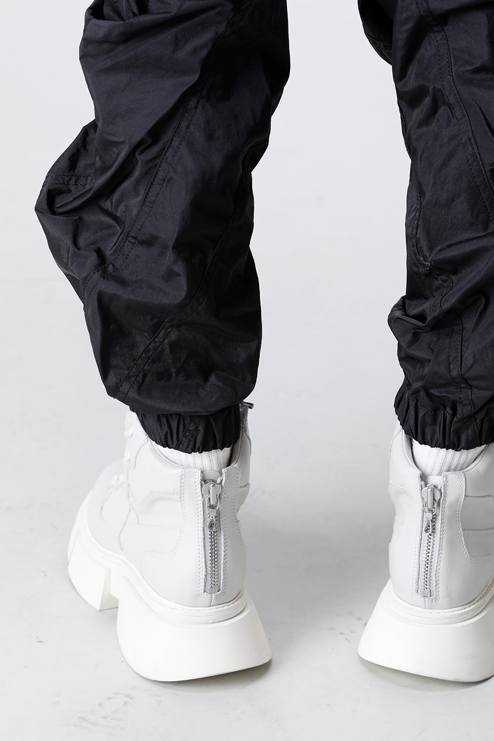 Nylon Silk Taffeta Trousers  Black