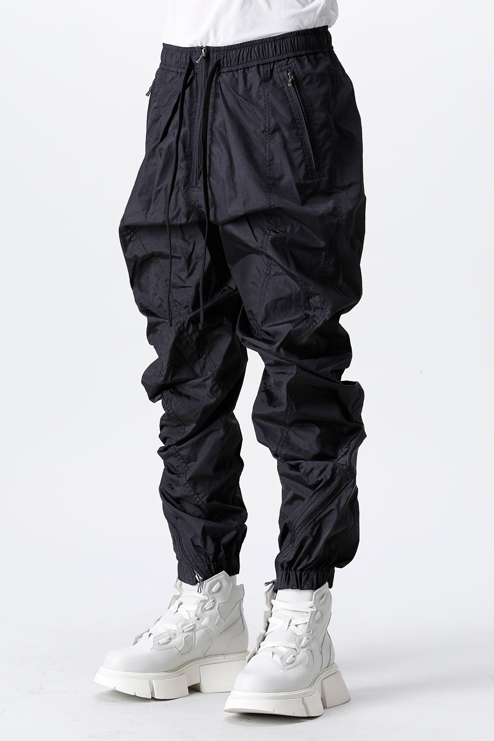 Nylon Silk Taffeta Trousers  Black