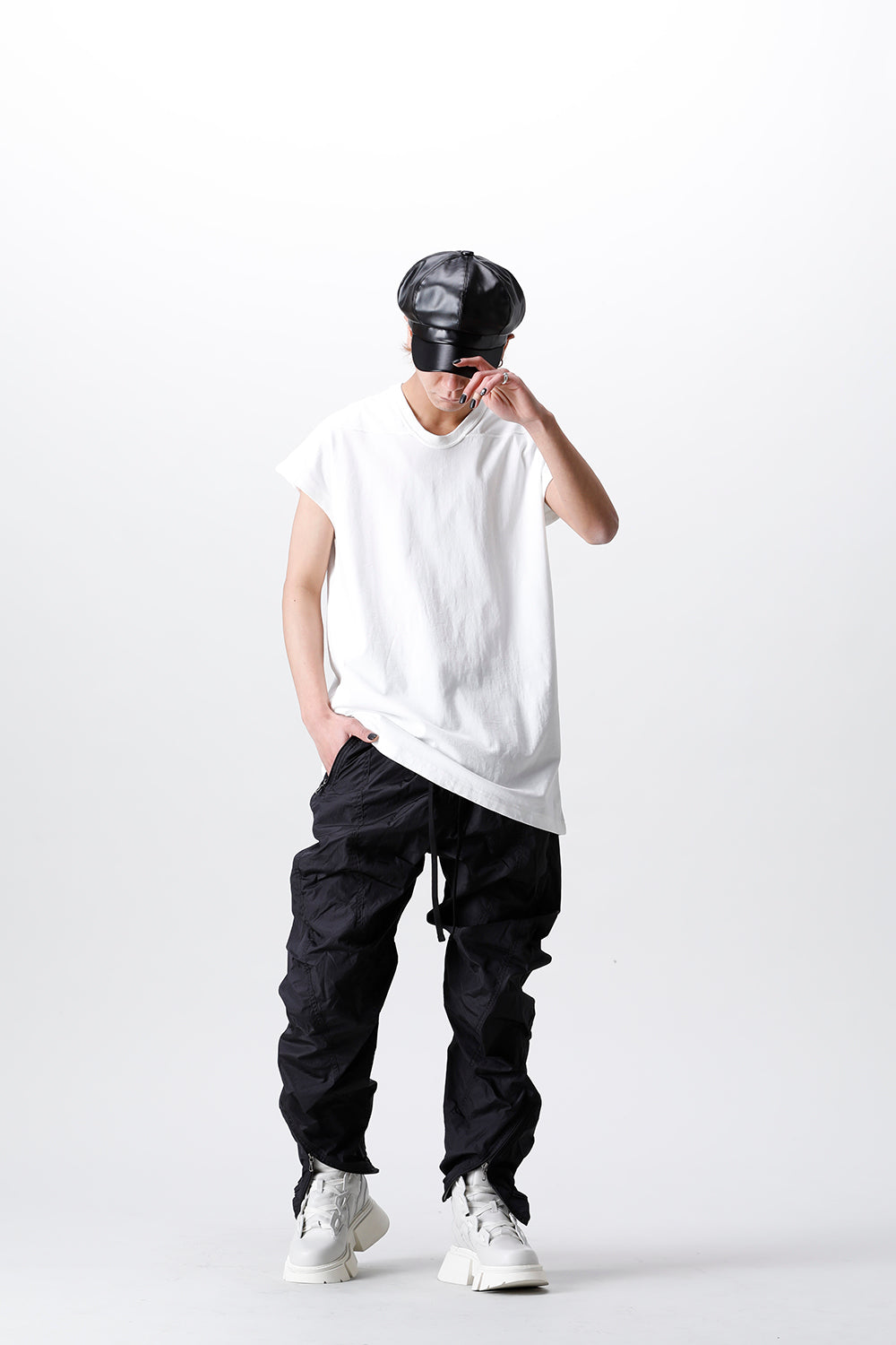 Nylon Silk Taffeta Trousers  Black