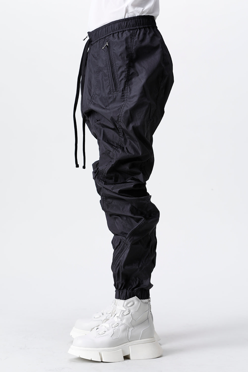 Nylon Silk Taffeta Trousers  Black