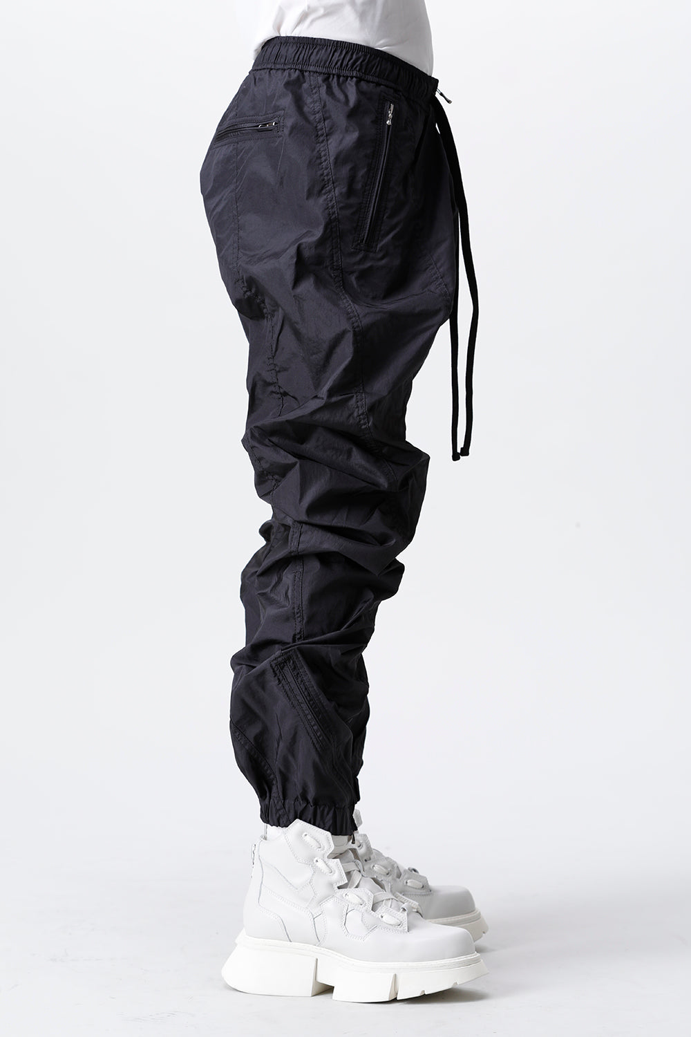 Nylon Silk Taffeta Trousers  Black