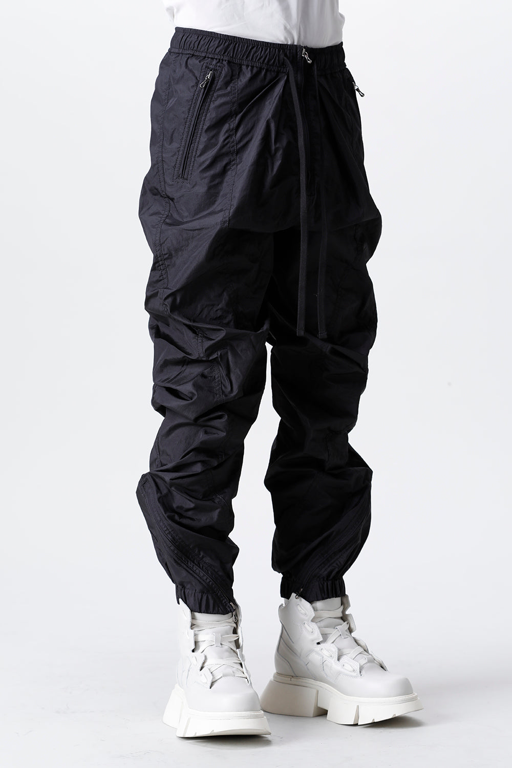 Nylon Silk Taffeta Trousers  Black