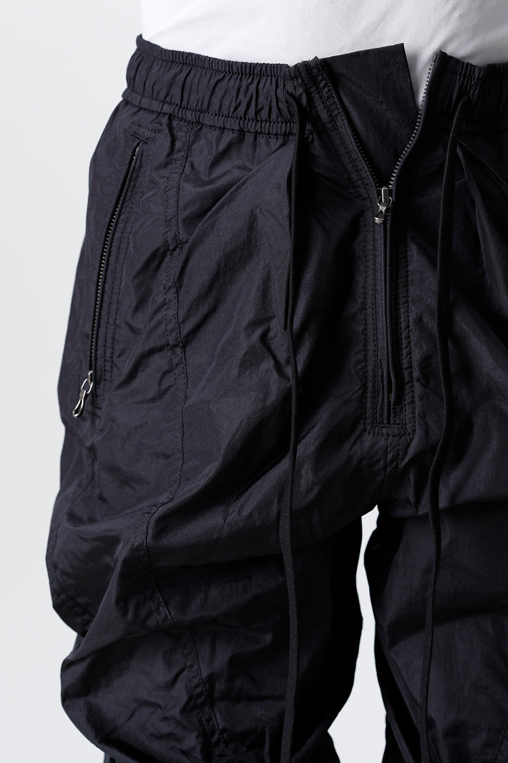 Nylon Silk Taffeta Trousers  Black