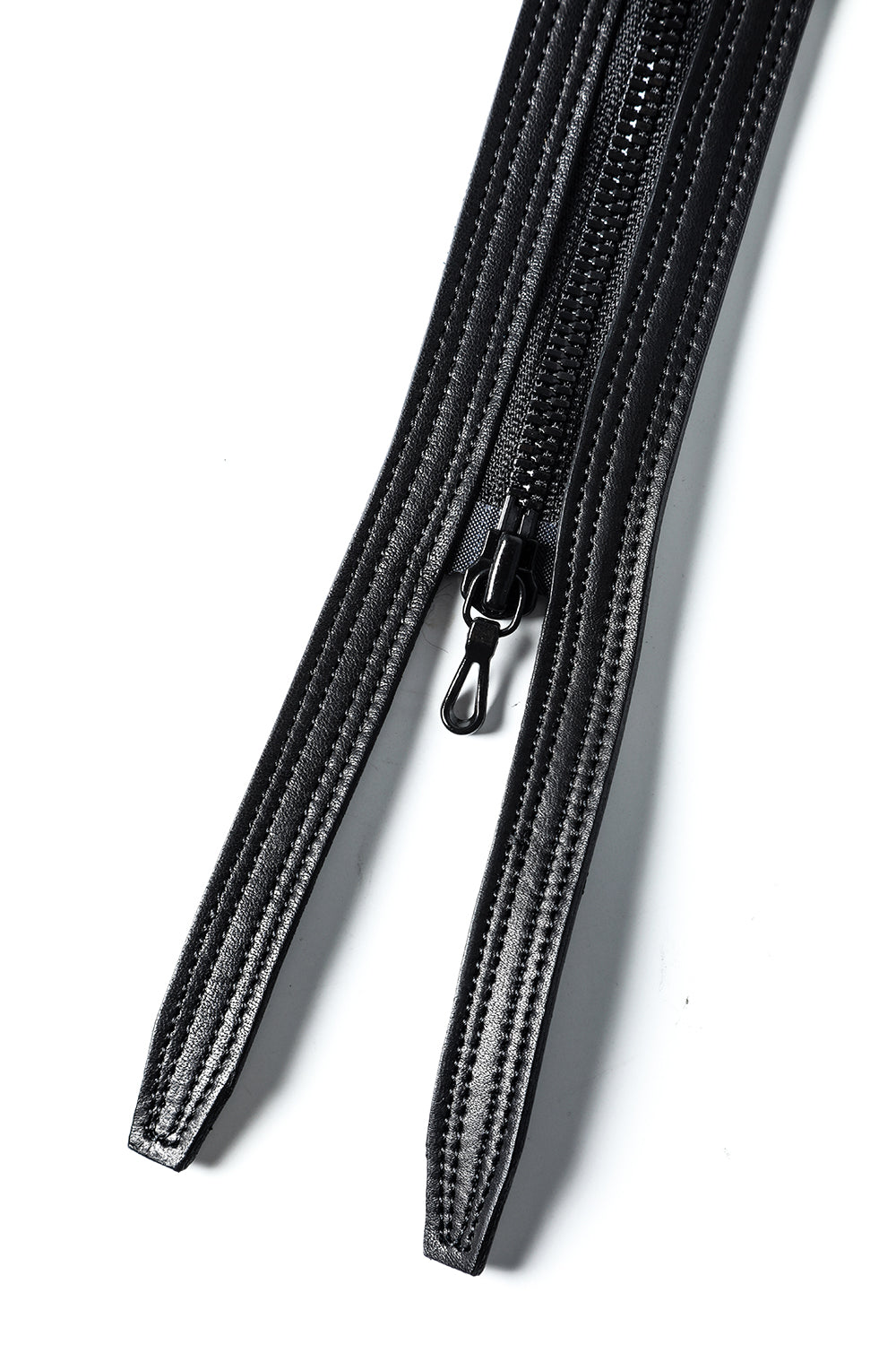 Cow Leather Zipper Belt Black