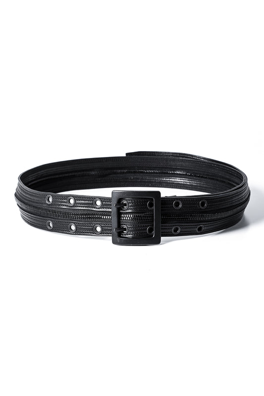 Cow Leather Zipper Belt Black