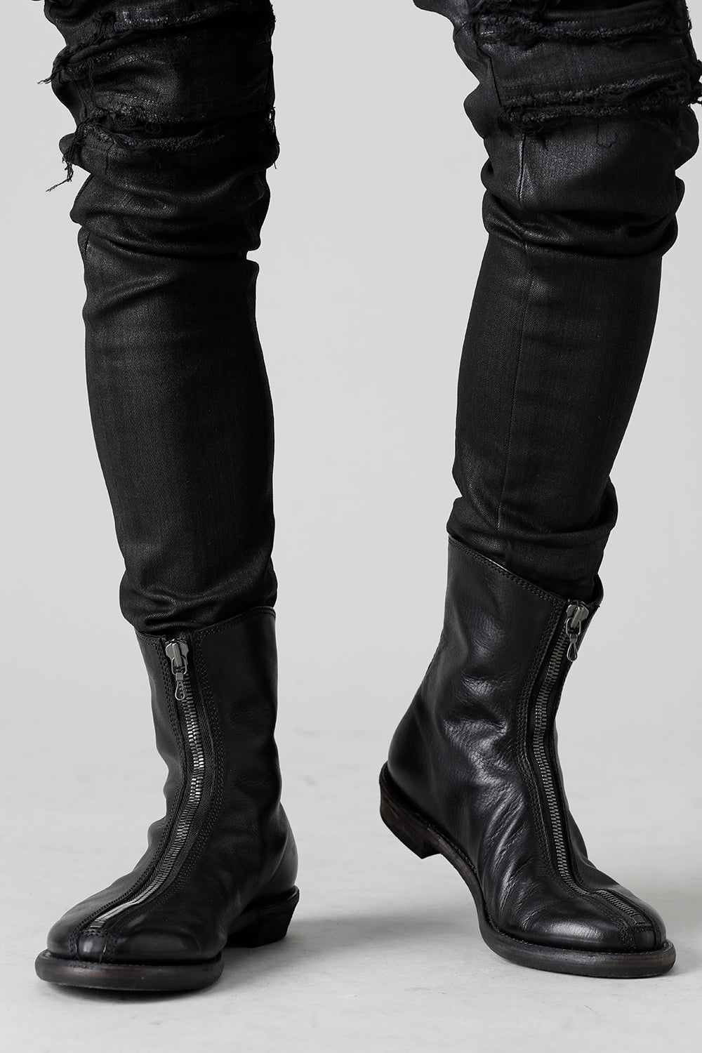 Cow Leather Zip Seamed Boots