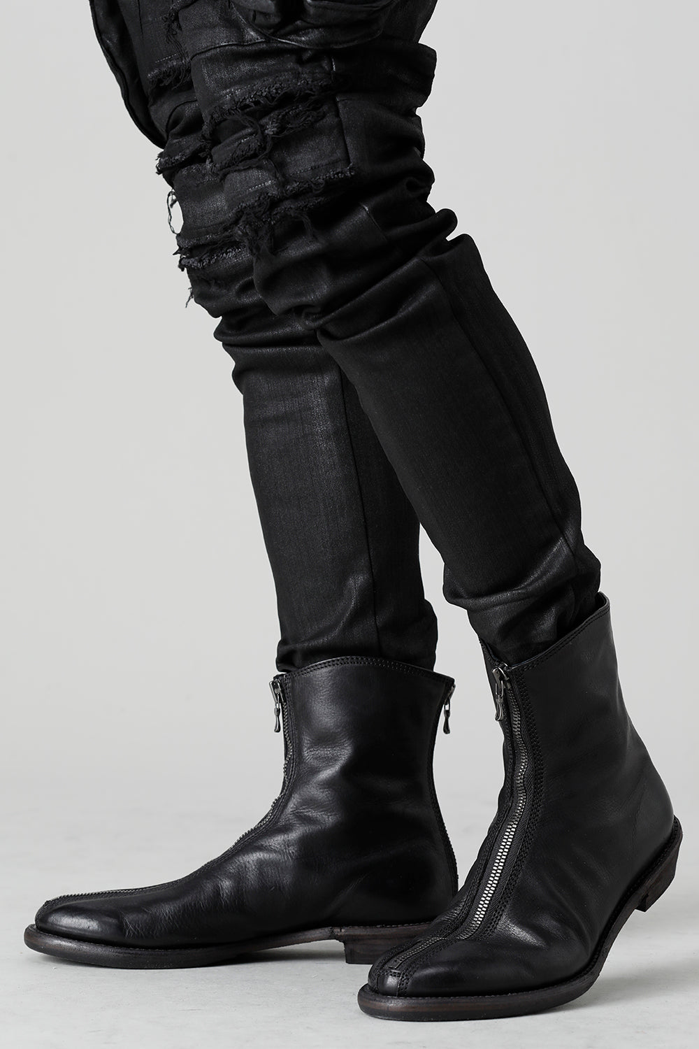 Cow Leather Zip Seamed Boots