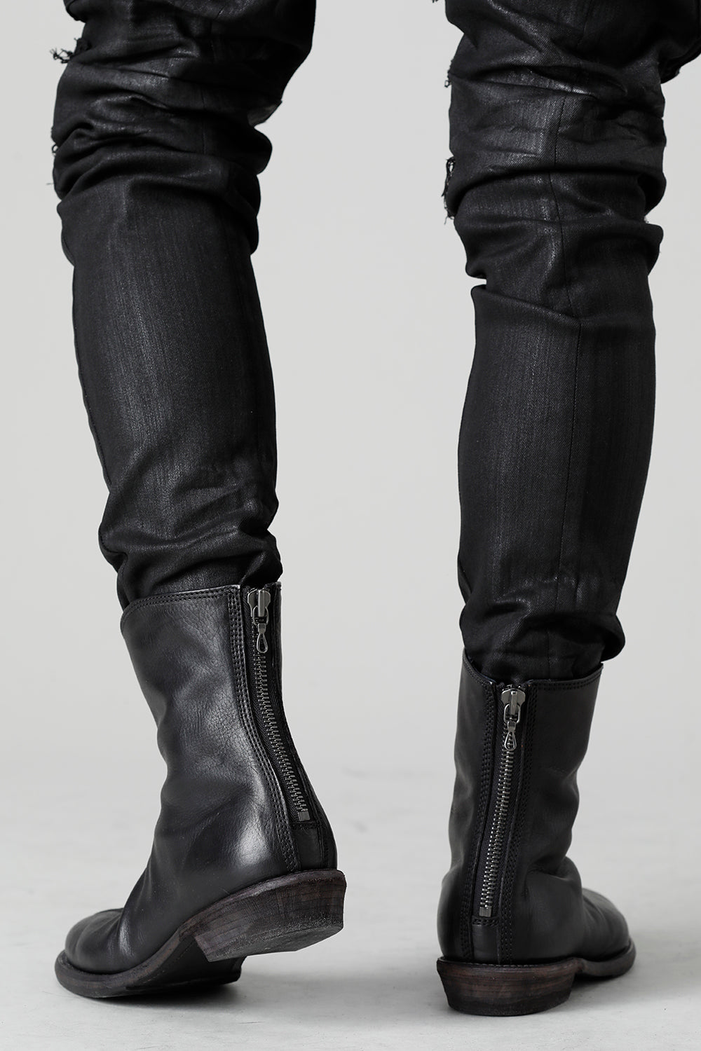 Cow Leather Zip Seamed Boots