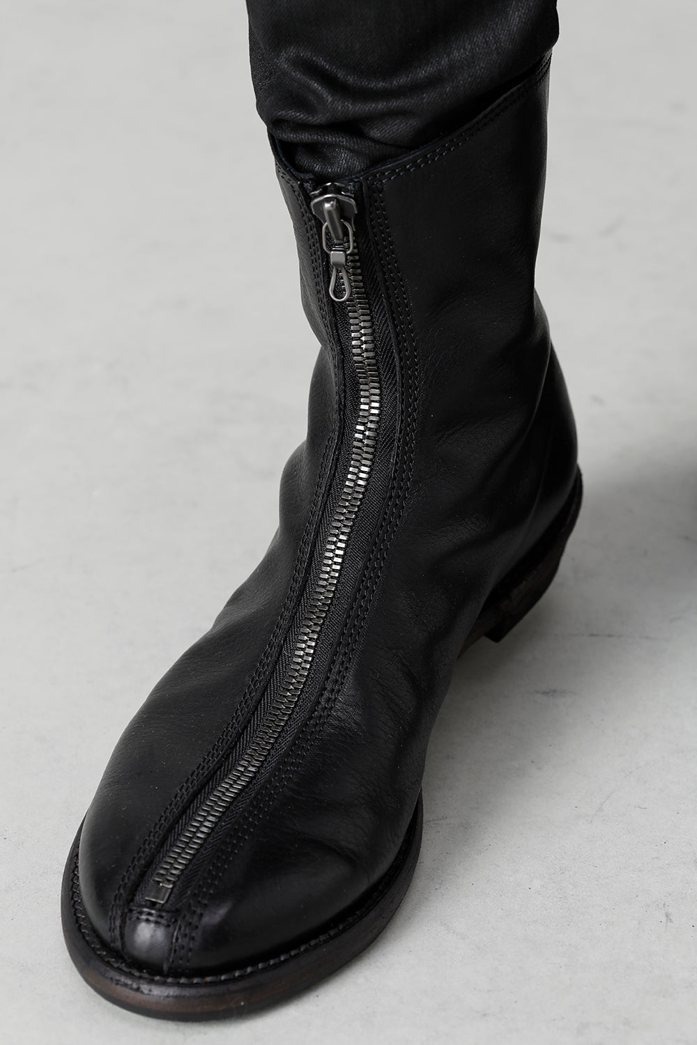 Cow Leather Zip Seamed Boots