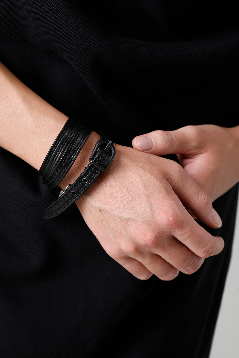 Cow Leather Belt Bracelet Black