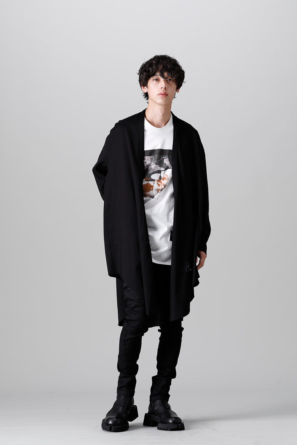 Cotton Jersey Robe Cardigan Black