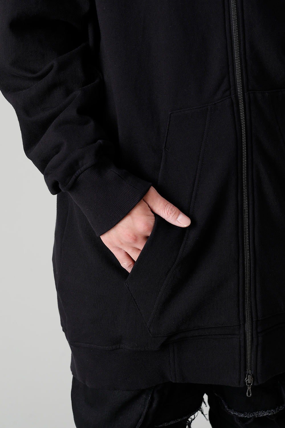 Front Zip Sweat Hoodie Black