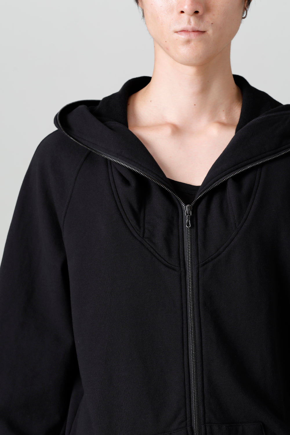 Front Zip Sweat Hoodie Black