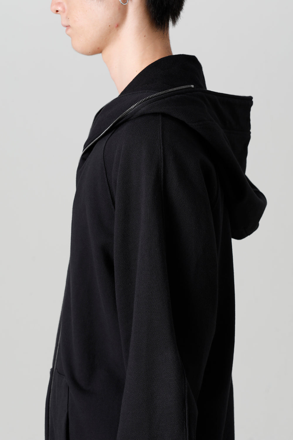 Front Zip Sweat Hoodie Black