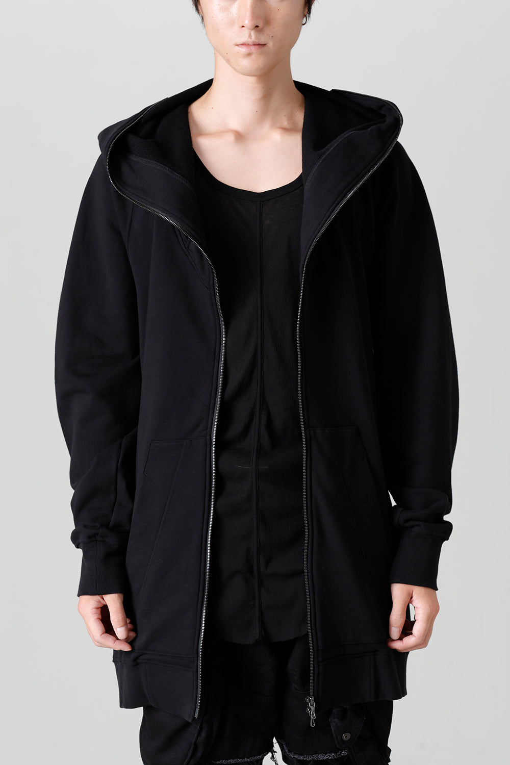 Front Zip Sweat Hoodie Black
