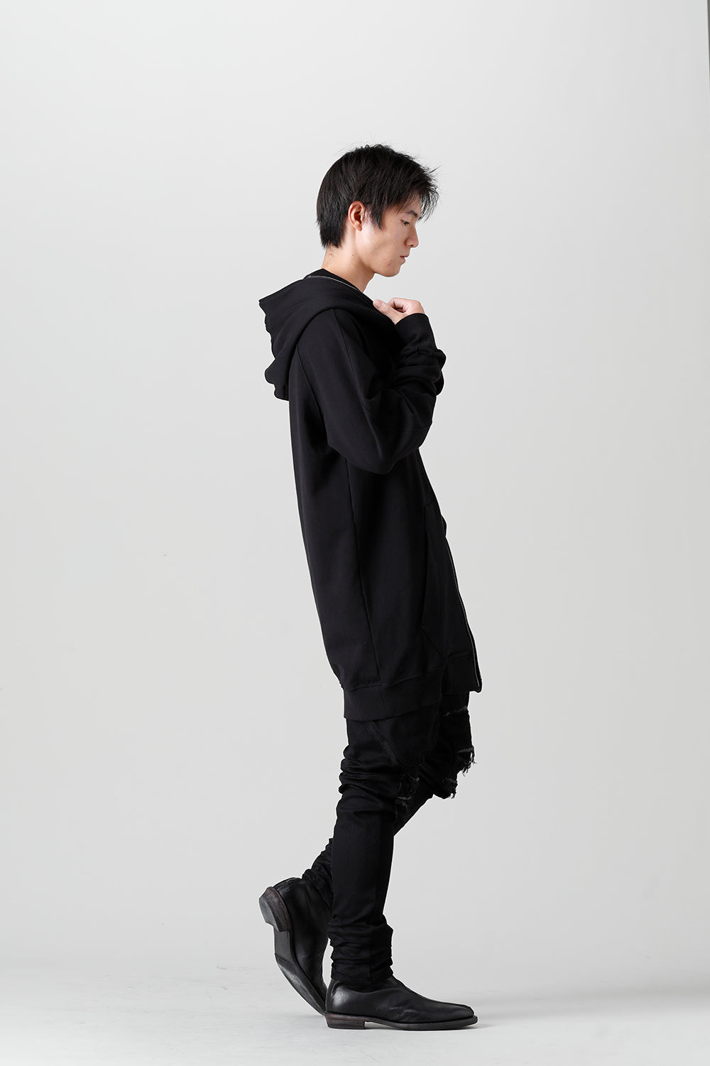 Front Zip Sweat Hoodie Black