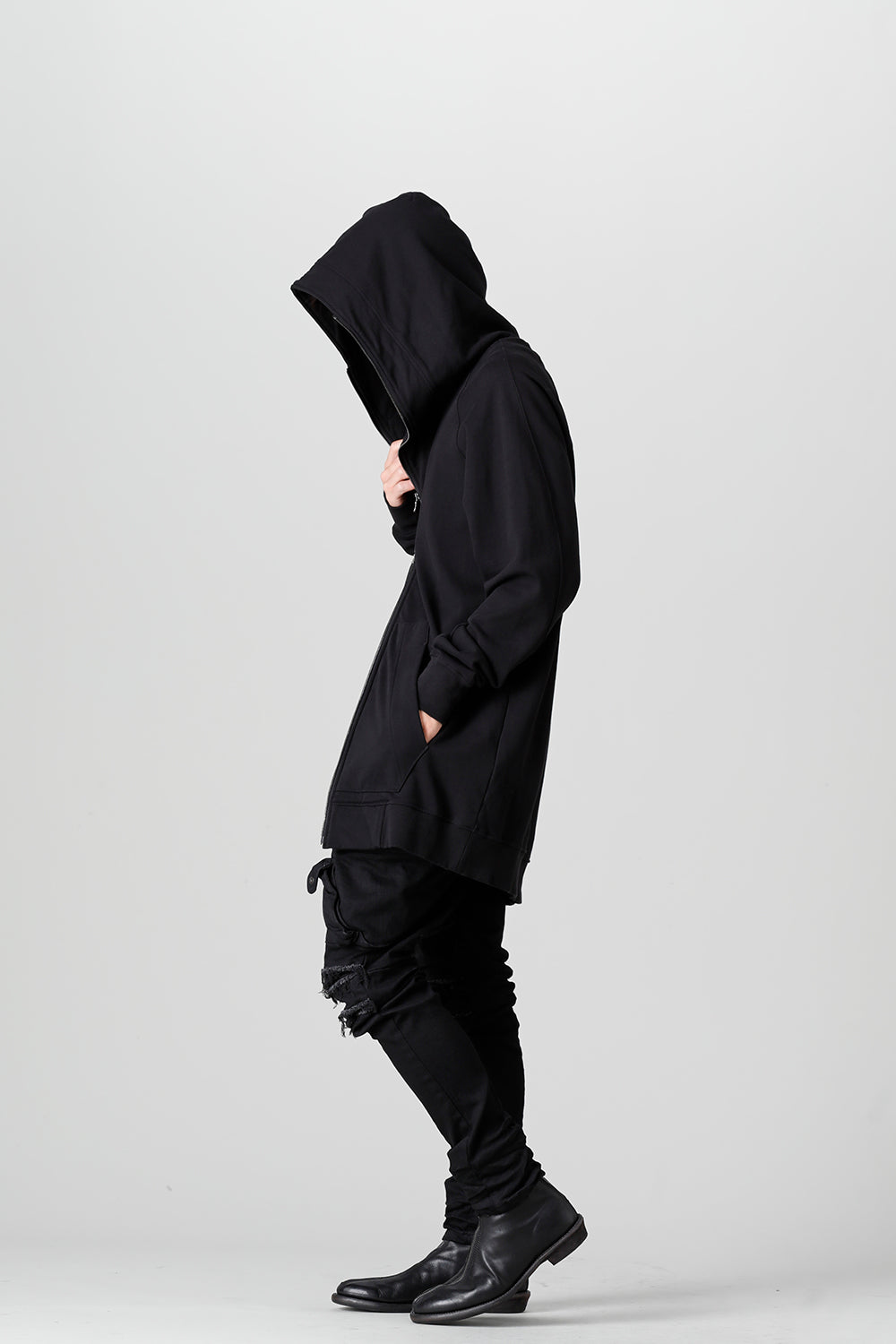Front Zip Sweat Hoodie Black