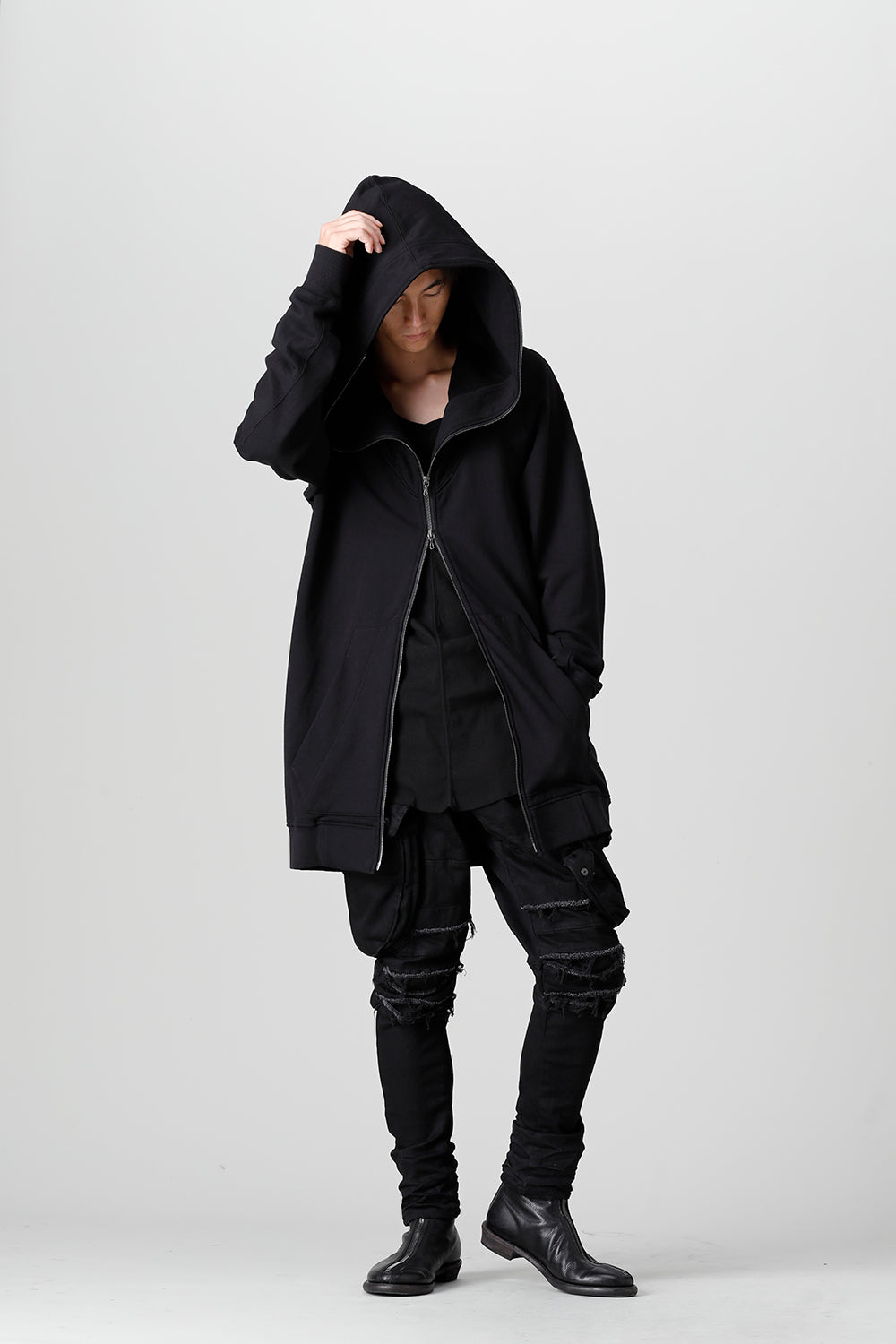 Front Zip Sweat Hoodie Black