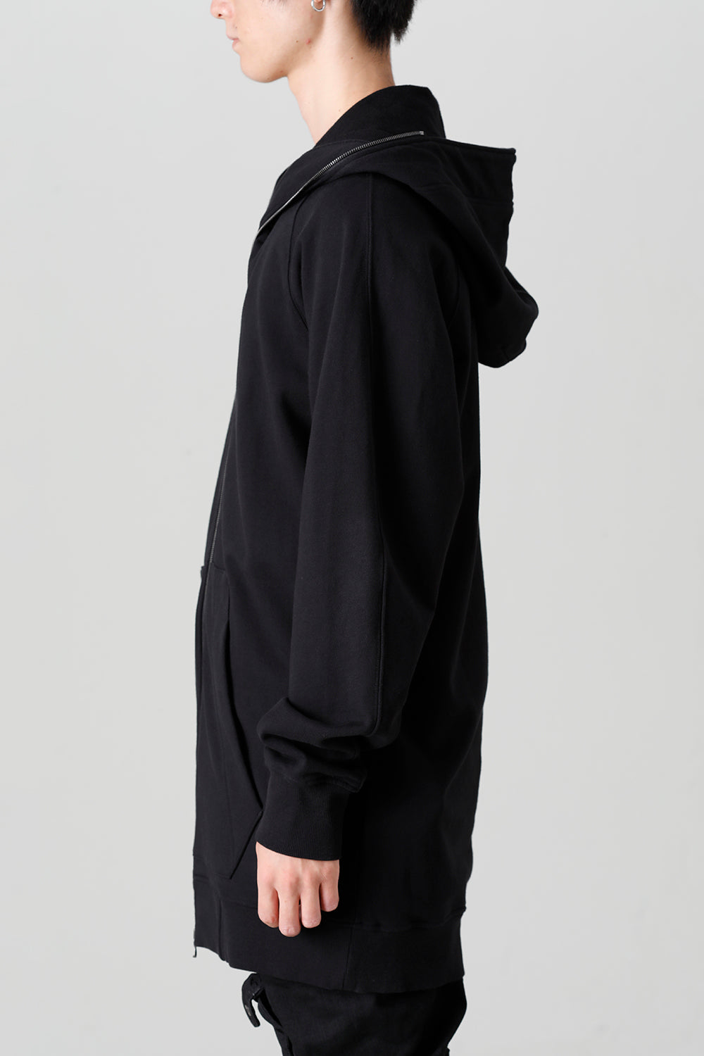 Front Zip Sweat Hoodie Black