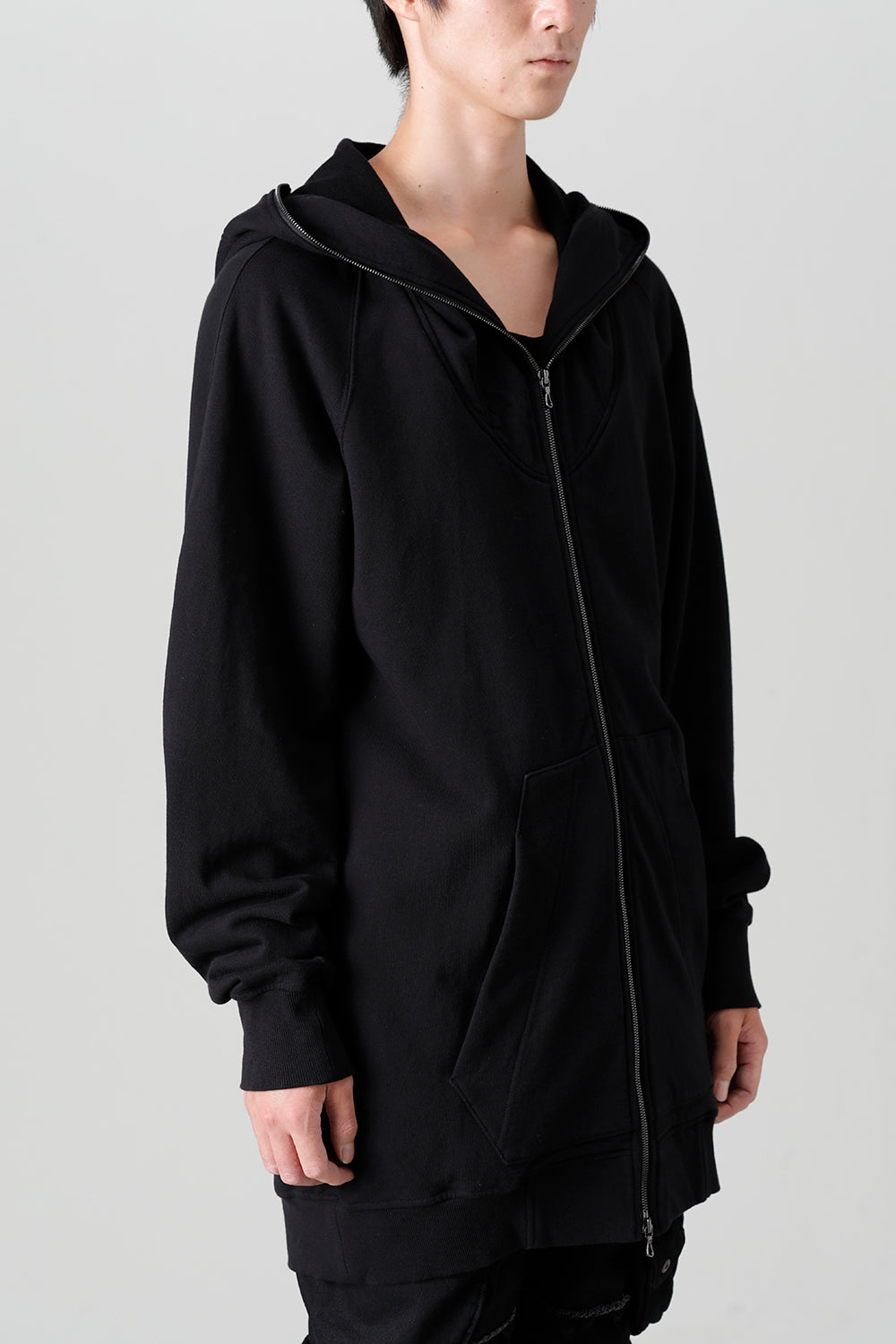 Front Zip Sweat Hoodie Black