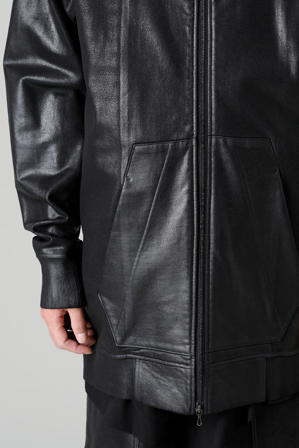 Front Zip Coating Sweat Hoodie