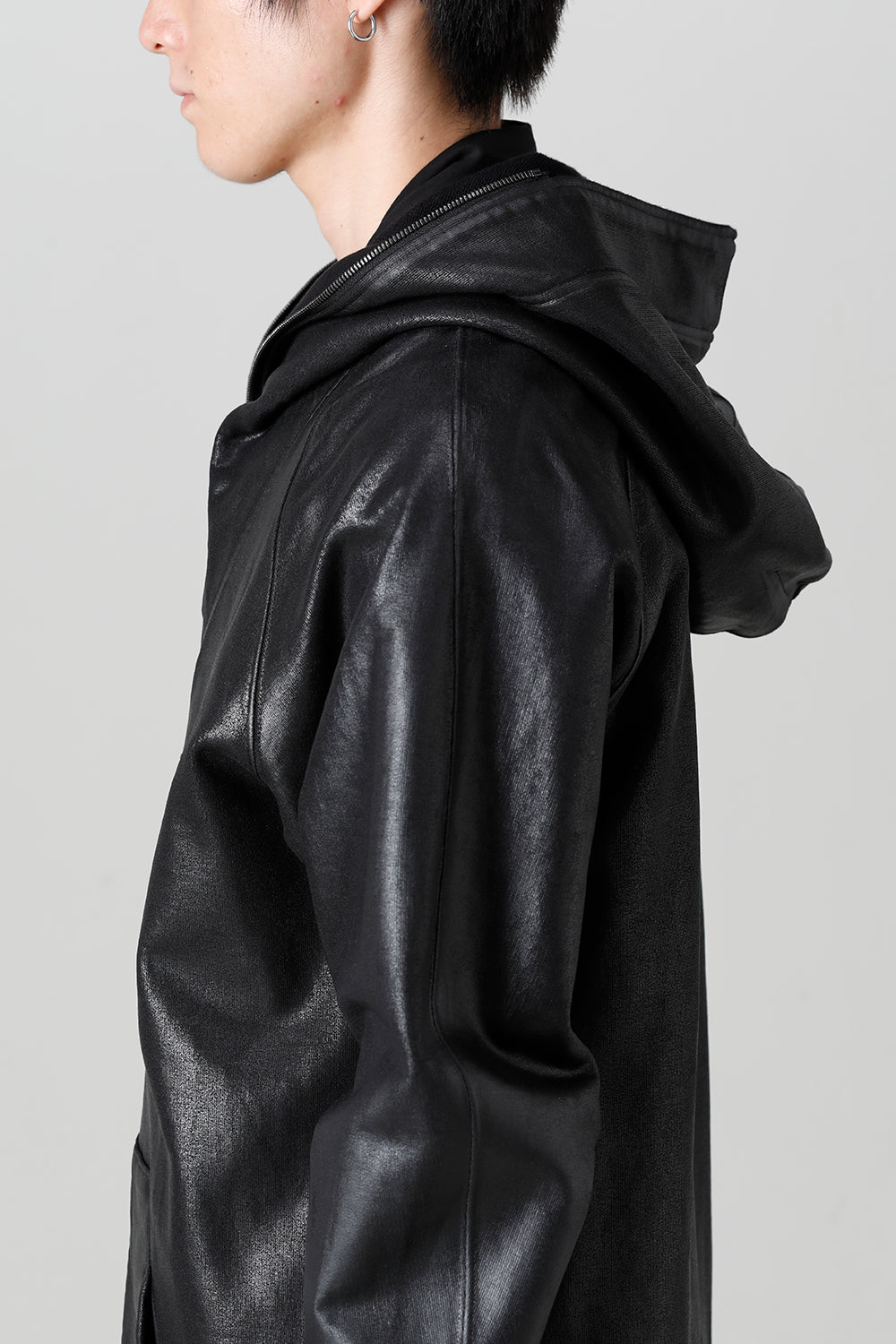 Front Zip Coating Sweat Hoodie