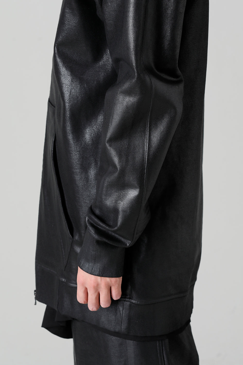 Front Zip Coating Sweat Hoodie