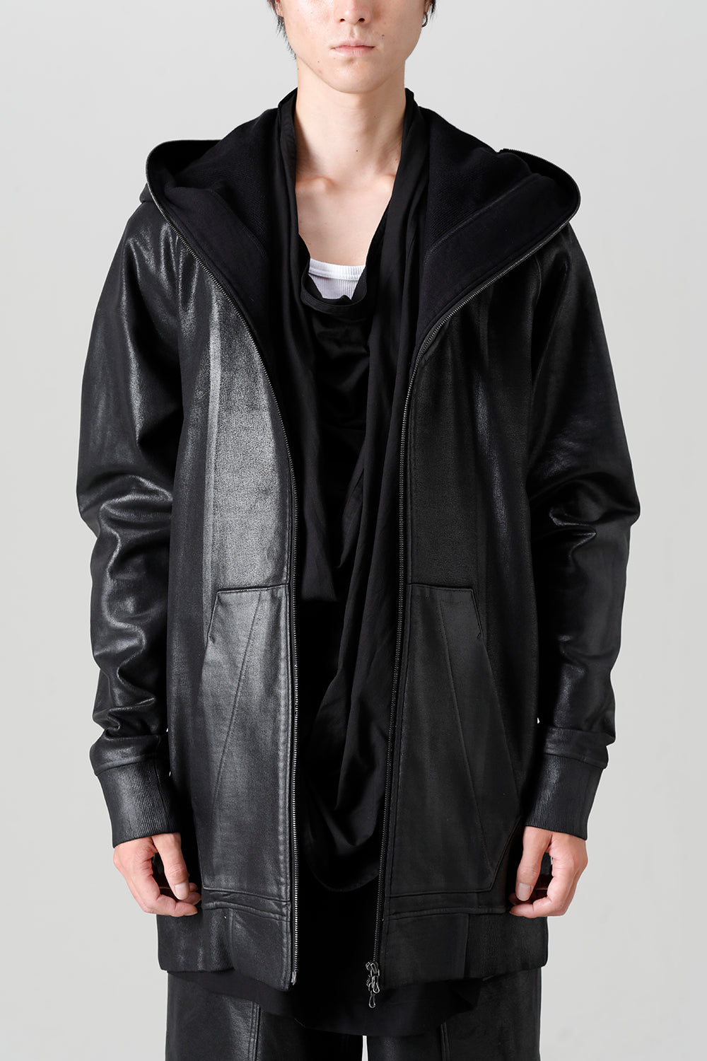 Front Zip Coating Sweat Hoodie