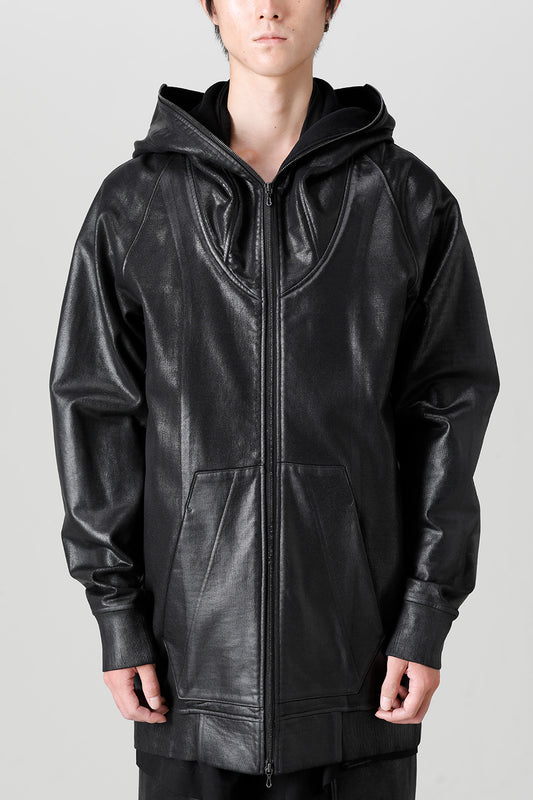 Front Zip Coating Sweat Hoodie