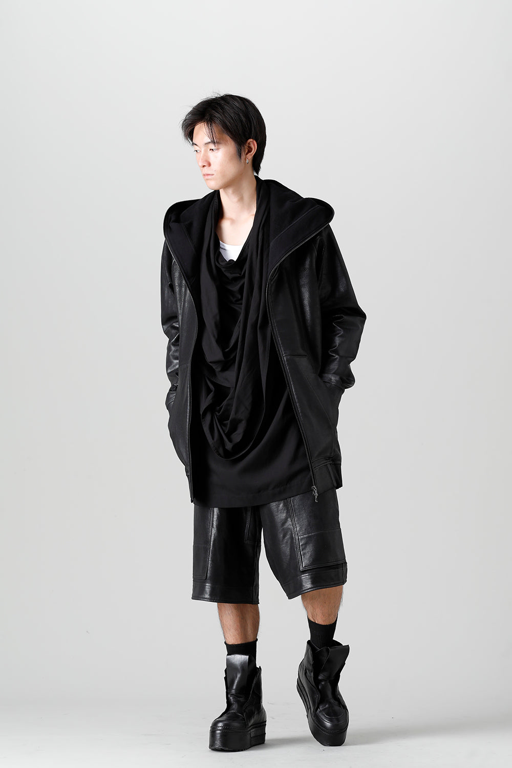 Front Zip Coating Sweat Hoodie