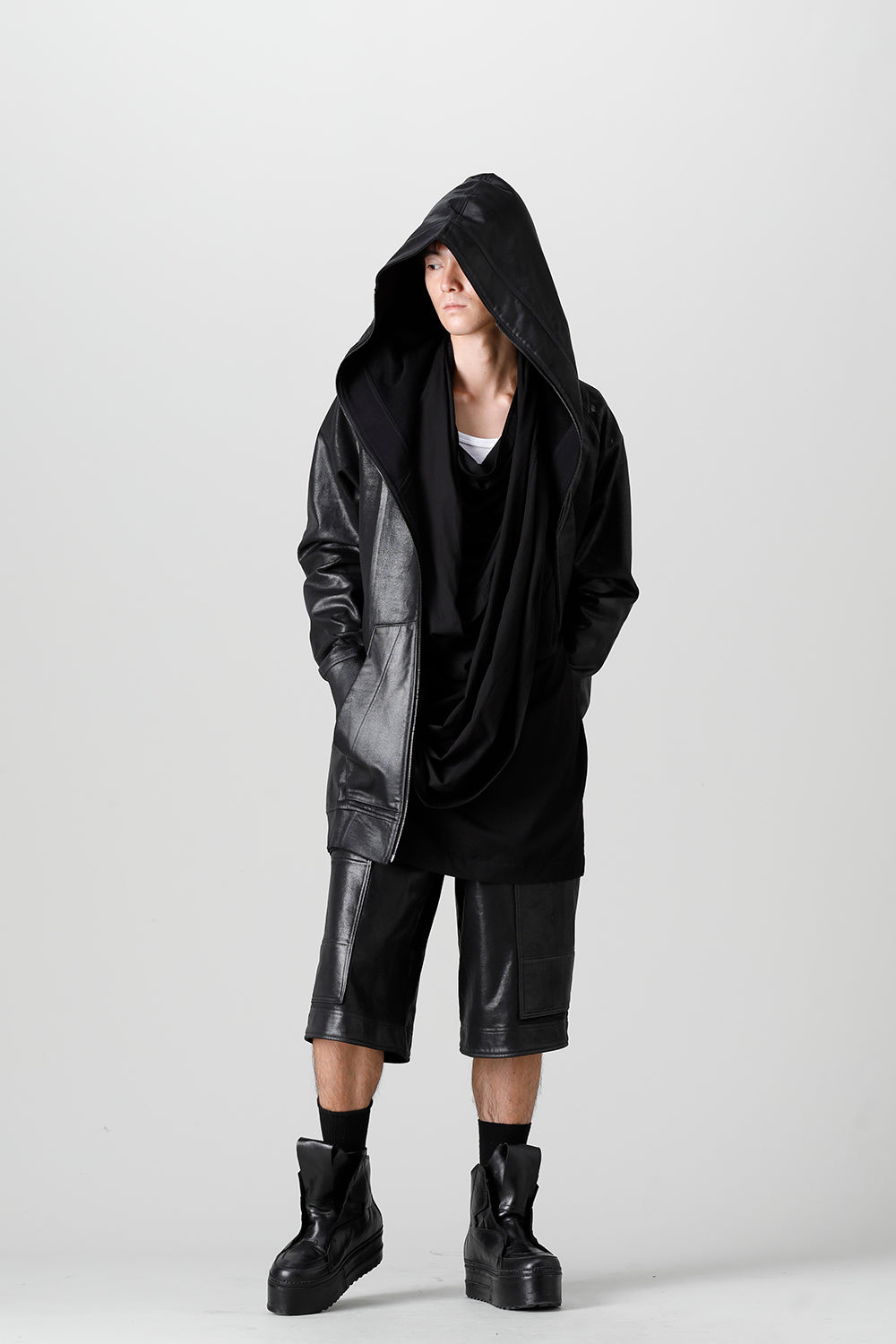 Front Zip Coating Sweat Hoodie