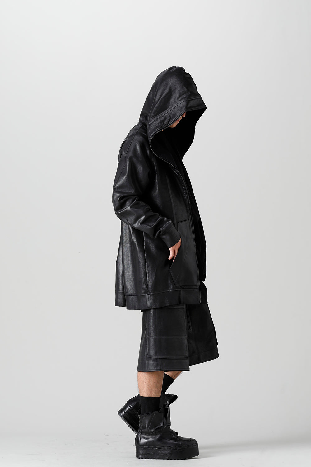 Front Zip Coating Sweat Hoodie