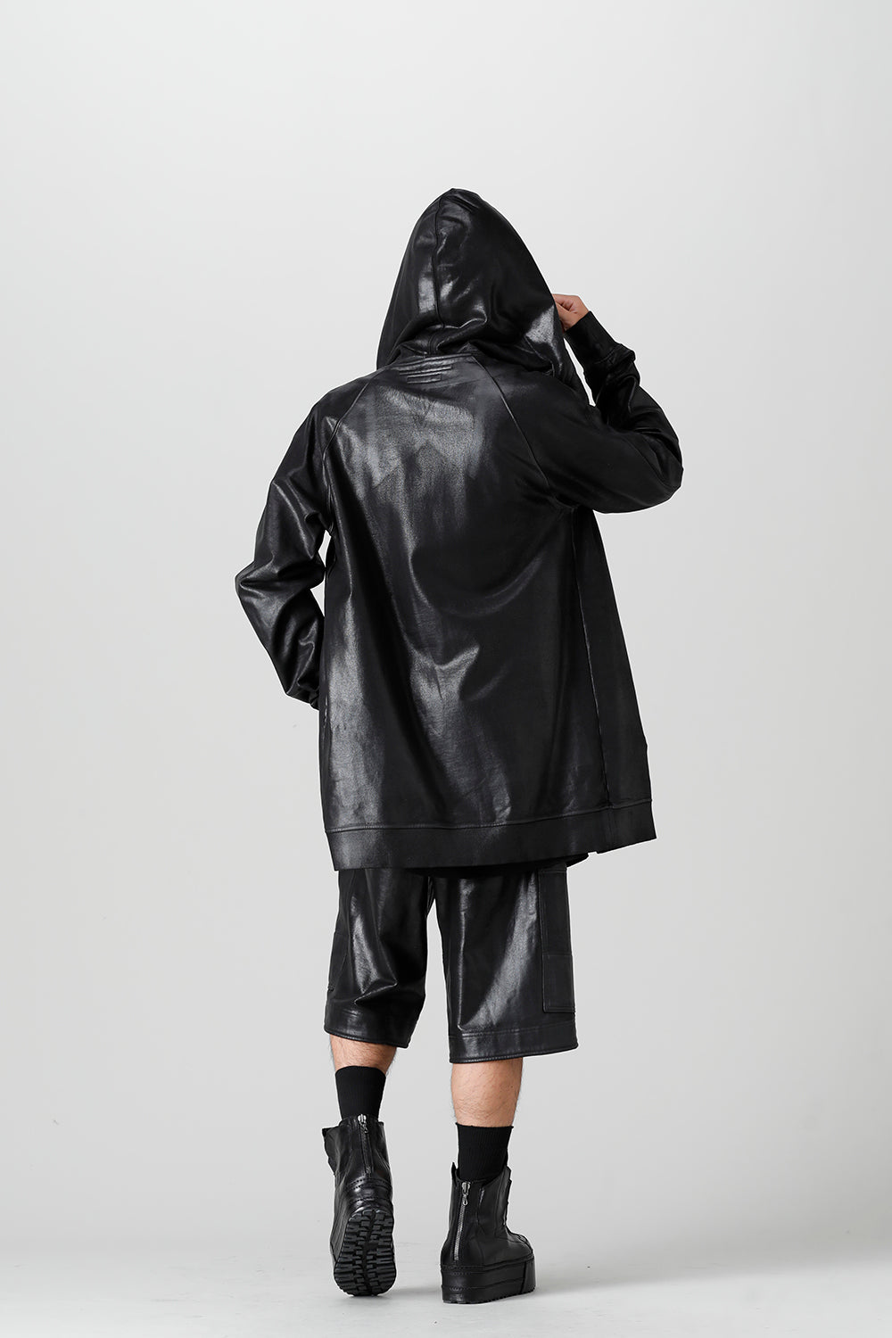 Front Zip Coating Sweat Hoodie