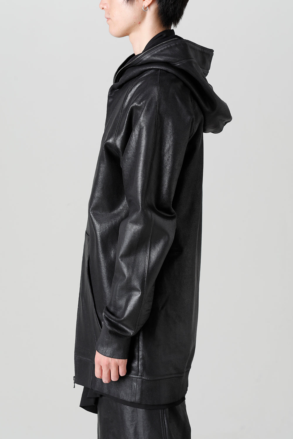 Front Zip Coating Sweat Hoodie