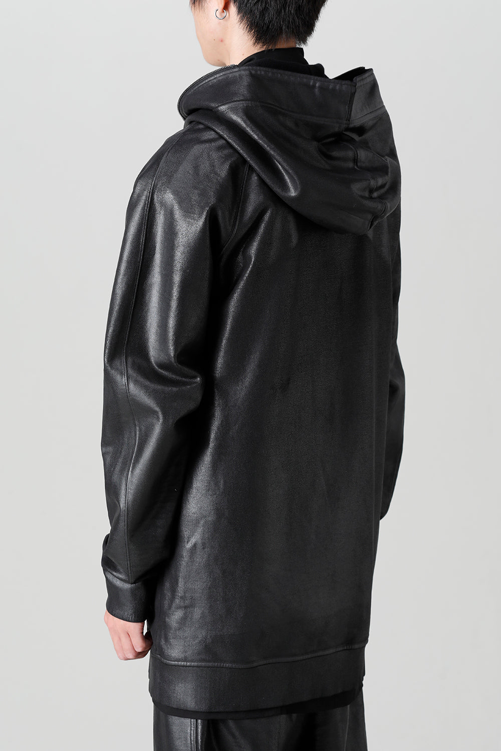 Front Zip Coating Sweat Hoodie